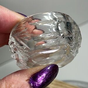 Antique Style Pressed Glass Open Salt Cellar Dip Bowl Hobstar Pattern